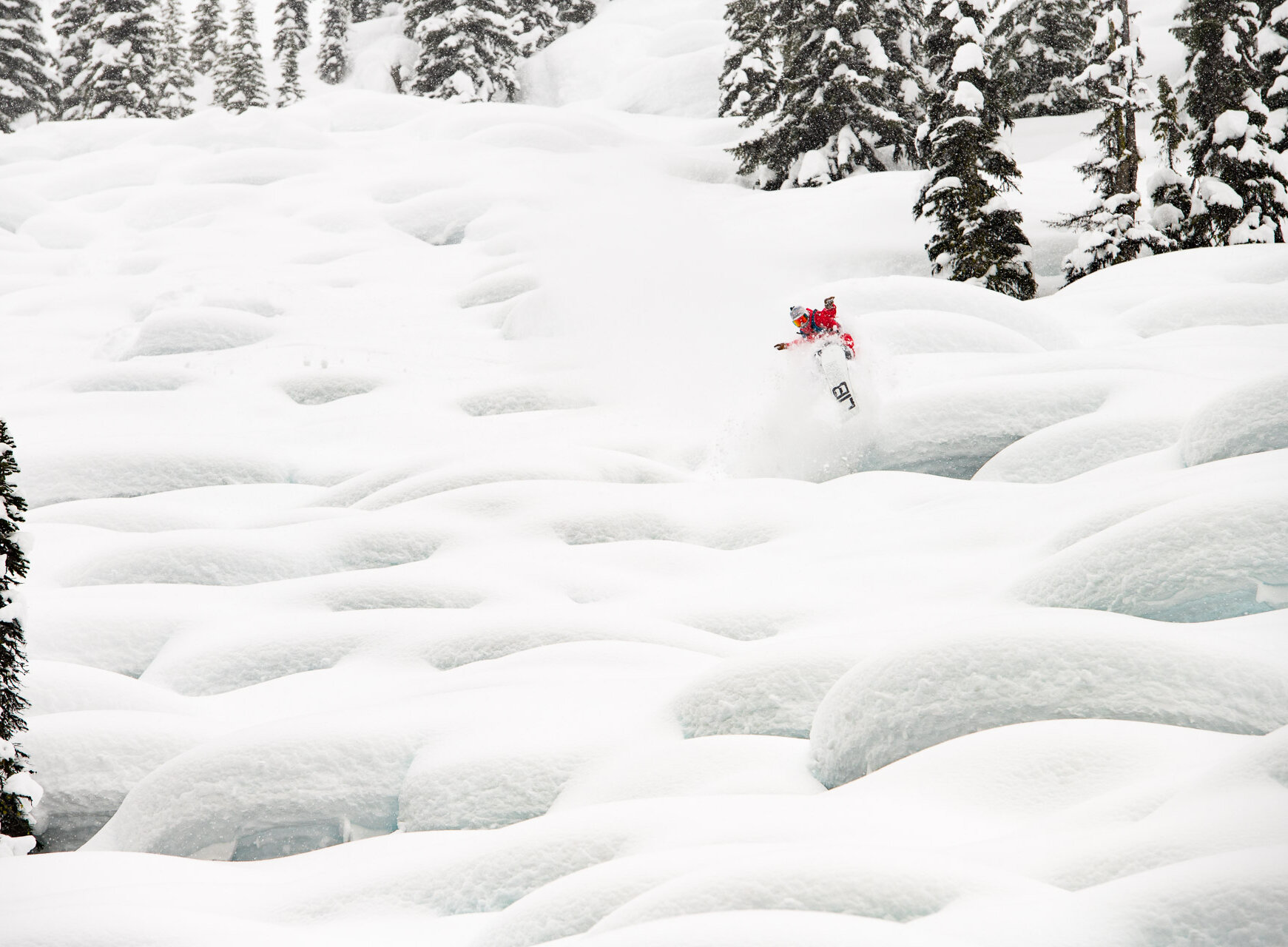 Stellar Heliskiing's powder filled terrain in the Selkirk mountain range, British Columbia.
